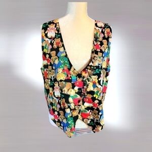 SOSTANZA - Vest Large L/XL Christmas Bears Presents and Trees T09